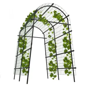 Arche de jardin extra haute de 7,5 pieds avec treillis et filet, en acier revêtu de polyéthylène, pour plantes grimpantes, légumes, pergola extérieure