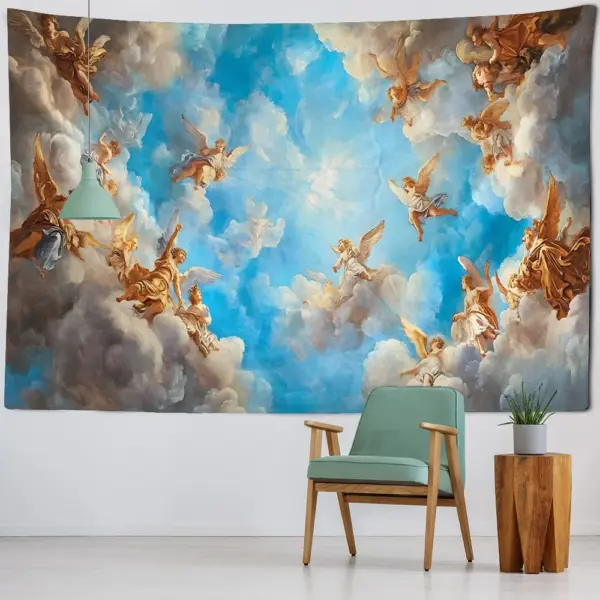 Tapisserie murale Vintage avec personnage de ciel, plafond d'église européenne, affiche de fond de salon, décoration de Studio de dortoir de maison