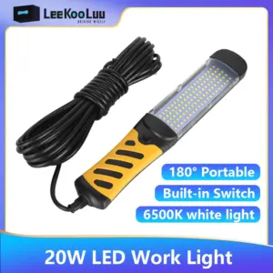 LeeKooluu-Lampe de travail LED avec base magnétique, torche d'inondation portable à 180 °, lampe de camping, lumière de construction, réparation de voiture, maison