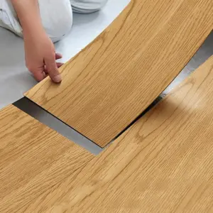 Autocollant de sol auto-adhésif 3D 91x15cm, papier peint de sol à grain de bois épais, autocollant mural 3d, imperméable, résistant à l'usure