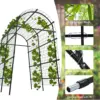 Arche de jardin extra haute de 7,5 pieds avec treillis et filet, en acier revêtu de polyéthylène, pour plantes grimpantes, légumes, pergola extérieure