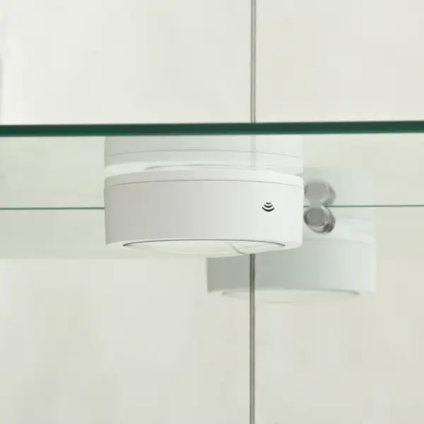 Rosahqnda vitrine en verre avec LED, vitrine sur pied à 4 niveaux, vitrine pour salon, chambre à coucher, entrée, blanc/noir