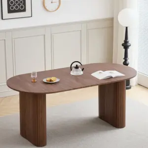 Table à manger moderne simple en bois massif, plateau ovale, adaptée au salon/salle à manger, 180cm x 90cm