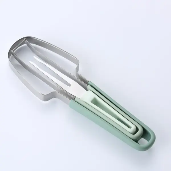 Coupe-Fourchette à Pastèque 3 en 1 en Acier Inoxydable – Outil de Découpe pour Fruits
