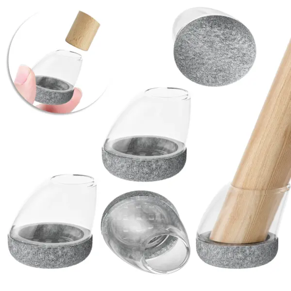 Couvre-pieds de chaise en Silicone, 16 pièces, pieds de chaise inclinés ronds antidérapants pour 15 ° -25 °   avec coussinets en feutre pour plancher en bois dur, sans bruit, sans rayures