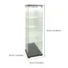 Rosahqnda vitrine en verre avec LED, vitrine sur pied à 4 niveaux, vitrine pour salon, chambre à coucher, entrée, blanc/noir