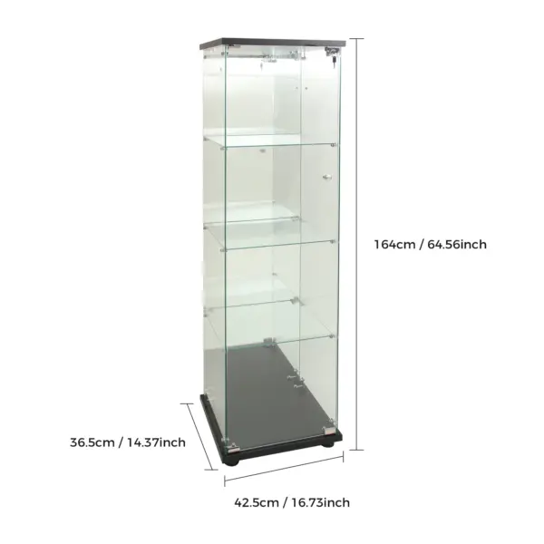 Rosahqnda vitrine en verre avec LED, vitrine sur pied à 4 niveaux, vitrine pour salon, chambre à coucher, entrée, blanc/noir