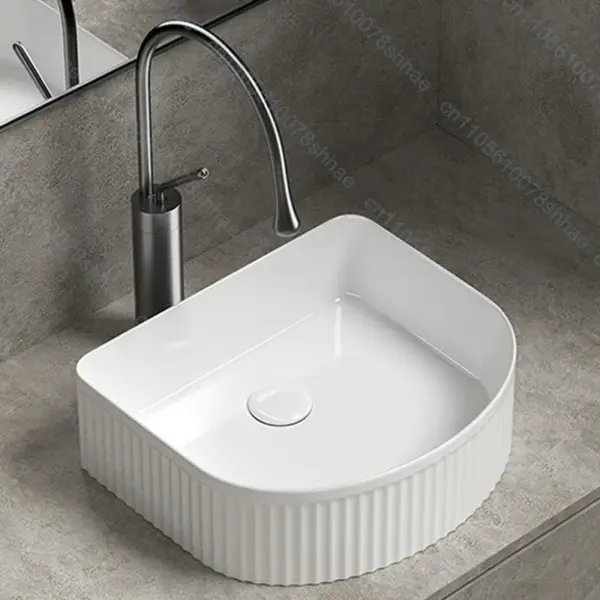 Lavabo de salle de bains en céramique de luxe, lavabo d'art avec accessoires de vidange, bol de lavage au-dessus du comptoir, ensemble d'éviers de comptoir