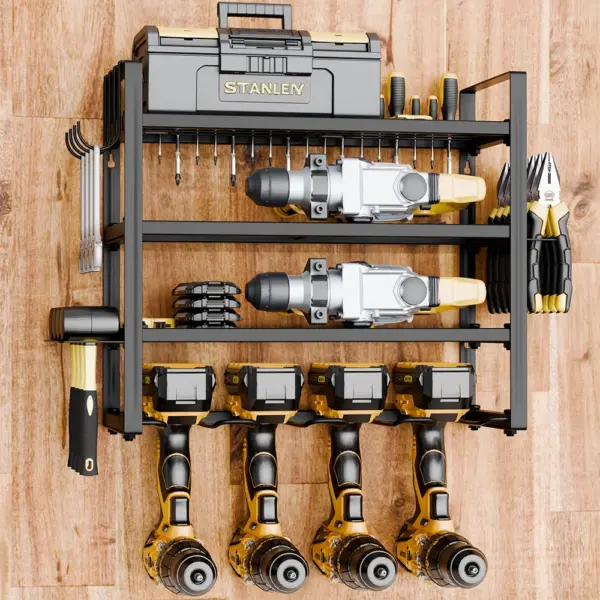 Support de rangement de Garage à 4 niveaux, organisateur d'outils électriques, matériel mural, tournevis, clé, perceuse, étagère épaisse robuste