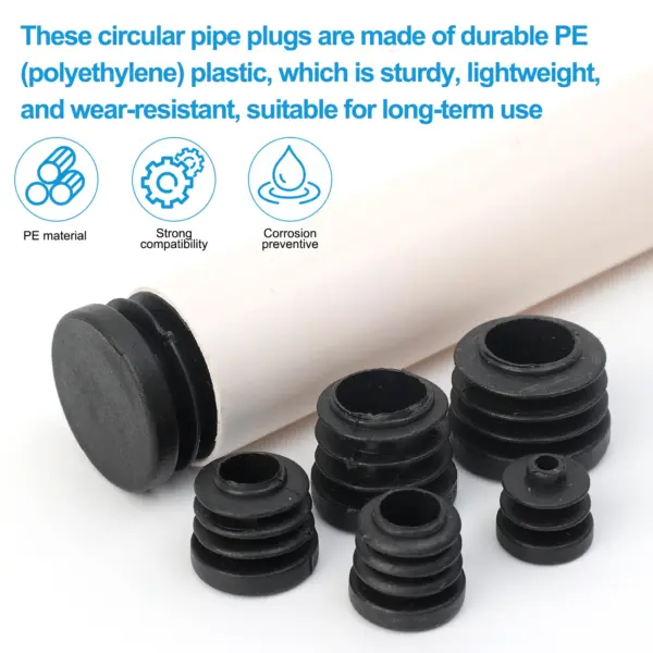 Bouchons de protection pour pieds de chaise, 20/200 pièces, embouts ronds en plastique, Inserts de tuyaux, bouchons de meubles, pieds de Table, matériel de couverture d'extrémité de tube