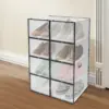 Grande boîte de rangement pour chaussures, 8 pièces, armoire à chaussures transparente en plastique PP, résistant à l'humidité et à la poussière, organisateur moderne noir pour taille 44