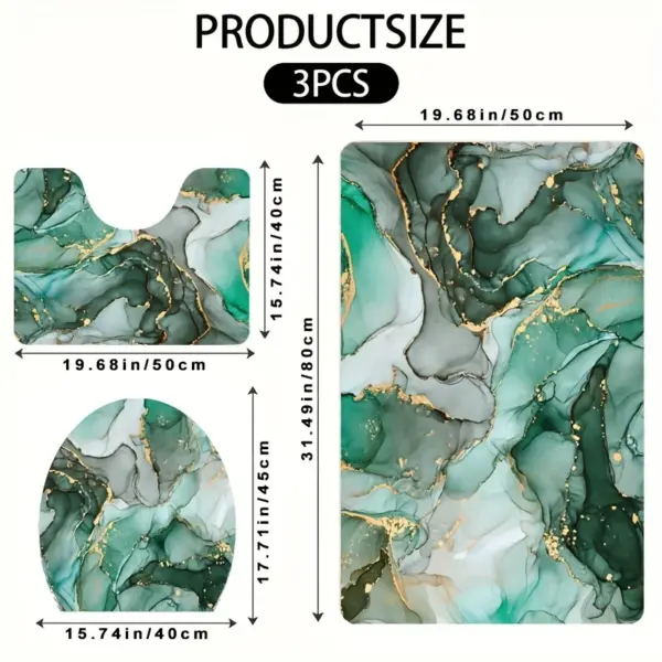 Ensemble de salle de bain en peluche 3 pièces, siège de toilette absorbant et tapis de baignoire imprimé, imperméable pour la décoration de la salle de bain