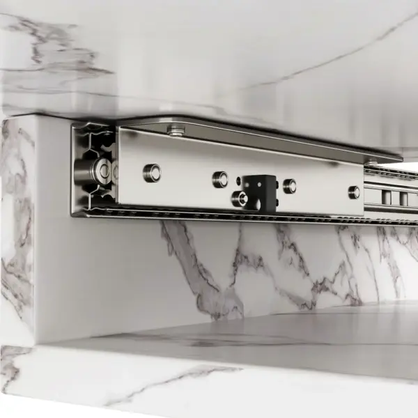 Table à manger télescopique (120-160 cm), table à manger extensible, table de cuisine peu encombrante, table à manger en marbre blanc