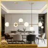 Luminaire Suspendu Linéaire à 6 Boules en Verre – Lustre Moderne pour Salle à Manger et Salon