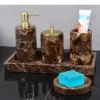 Accessoires de salle de bains en marbre naturel, bouteille de Lotion, pot d'écouvillon de coton, tasse de bain de bouche, porte-savon, boîte à mouchoirs, plateau, fournitures pour la maison