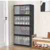 Étagère à chaussures, 8 compartiments, armoire à chaussures avec portes, pour 24 paires, étagère modulaire en plastique, pour entrée, chambre, couloir