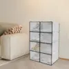 Grande boîte de rangement pour chaussures, 8 pièces, armoire à chaussures transparente en plastique PP, résistant à l'humidité et à la poussière, organisateur moderne noir pour taille 44