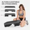 Marche aérobique Sportnow, marche de fitness antidérapante, hauteur réglable 3 niveaux de 10,5/15,5/20,5 cm, charge 250 kg, pour l'exercice à domicile, salle de sport, 77X36X20,5 cm