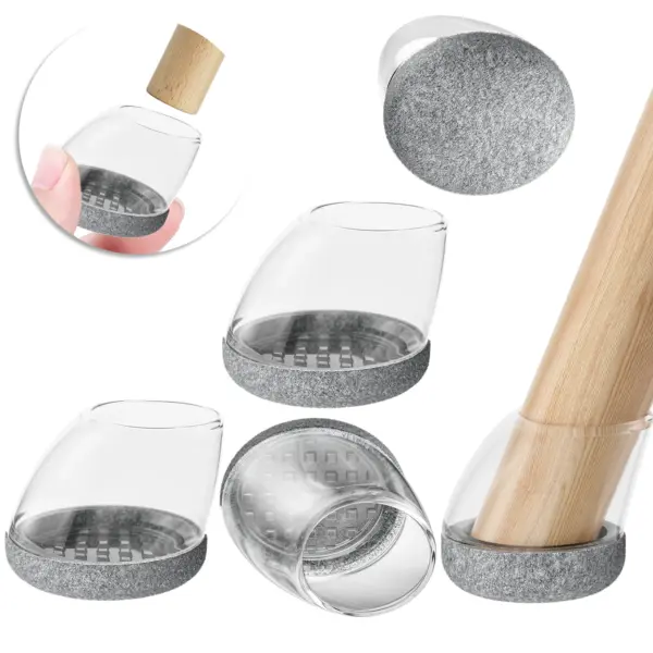 Couvre-pieds de chaise en Silicone, 16 pièces, pieds de chaise inclinés ronds antidérapants pour 15 ° -25 °   avec coussinets en feutre pour plancher en bois dur, sans bruit, sans rayures