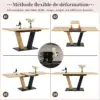 Table de salle à manger extensible 120/160 x 80 x 76 cm, table de cuisine moderne en bois de style farmhouse, avec finition bois et pieds en forme d'ailes