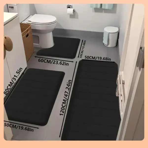 Ensemble de tapis de sol en mousse à mémoire de forme à absorption rapide, doux et confortable, tapis de salle de douche, tapis de cuisine, 3 pièces