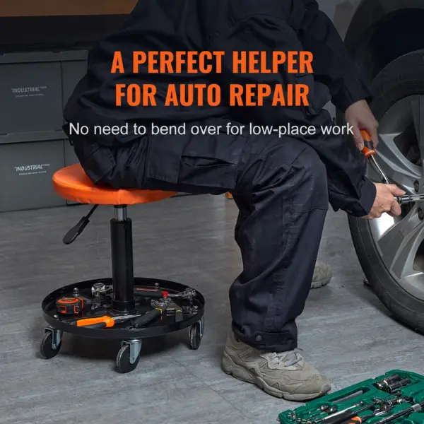 SucceBuy – tabouret de mécanicien pneumatique roulant de 250 LBS, siège de Garage/magasin, tabouret d'atelier roulant rembourré pour réparation automobile de Garage