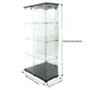 Rosahqnda vitrine en verre avec LED, vitrine sur pied à 4 niveaux, vitrine pour salon, chambre à coucher, entrée, blanc/noir