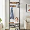 VASAGLE Meuble d’Entrée, Porte-Manteaux, avec Banc et Étagère à Chaussures, 9 Crochets Amovibles, Tringle, 32,2 x 64 x 180 cm, pour Entrée, Chambre, Style Industriel