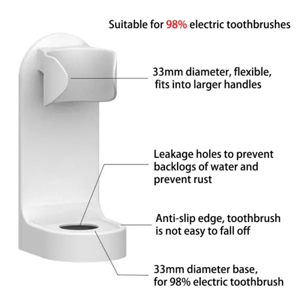 Porte-brosse à dents électrique sans trace, support mural pour salle de bain, adapté au 90% du porte-brosse à dents électrique