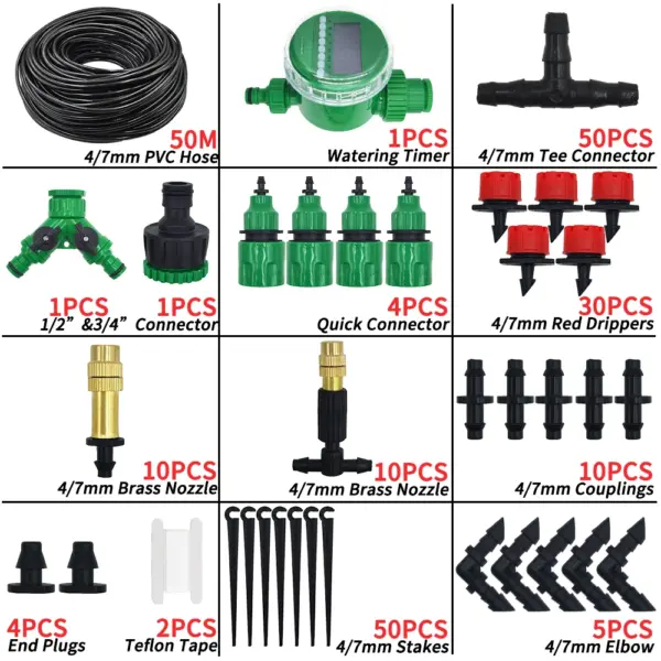 Kit de système d'arrosage automatique pour Micro Irrigation goutte-à-goutte de jardin, 5-50M, contrôleur de minuterie, bricolage, refroidissement par pulvérisation de brume pour plantes en pot