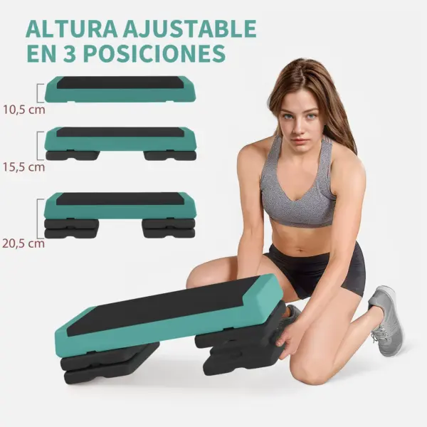 Marche aérobique Sportnow, marche de fitness antidérapante, hauteur réglable 3 niveaux de 10,5/15,5/20,5 cm, charge 250 kg, pour l'exercice à domicile, salle de sport, 77X36X20,5 cm