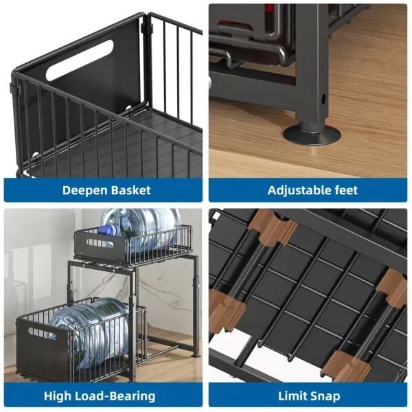 Organisateur sous évier, armoire de rangement réglable en hauteur à 2 niveaux, organisateur de cuisine en métal, organisateurs polyvalents pour placard