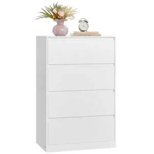 VASAGLE Kailyn Collection - Commode Chambre 4 Tiroirs, Armoire de Rangement, Meuble à Vêtements, 40 x 60 x 97,4 cm, Style Moderne, Blanc Neige