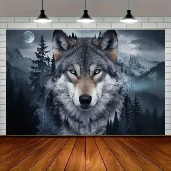 Tapisserie de loup solitaire de forêt mystérieuse, tissu en Polyester, lavable en Machine, adaptée à la décoration de chambre à coucher et de salon, 1 pièce