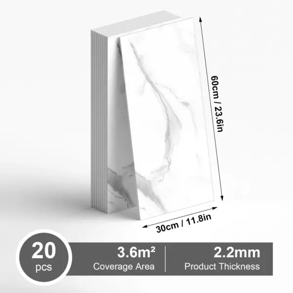 Carrelage adhésif mural 3D effet marbre – Autocollant vinyle pour mur, cuisine et salle de bain