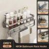 Ventouse support de salle de bain étagère de salle de bain espace de toilette en aluminium sans perceuse support suspendu organisateur de salle de bain accrocher au mur