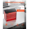 SucceBuy Boîte à outils en métal à 5 tiroirs de 8,6 pouces, petite coffre à outils portable rouge/noir avec coussinets de pieds en PP pour le rangement des outils d'atelier de garage