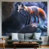 Tapisserie murale en forme de renard enchanteur dans une grotte de cristal, tissu en polyester vibrant, idéal pour la décoration de la maison et du bureau, parfaite pour l'anniversaire, 1 pièce