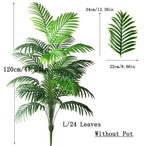 Grand palmier artificiel 90-120cm, fausses plantes tropicales, feuilles de palmier en plastique vert, grande branche d'arbre Monstera pour décoration de jardin de maison