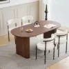 Table à manger moderne simple en bois massif, plateau ovale, adaptée au salon/salle à manger, 180cm x 90cm