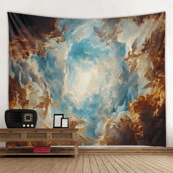 Tapisserie murale Vintage avec personnage de ciel, plafond d'église européenne, affiche de fond de salon, décoration de Studio de dortoir de maison