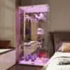 Rosahqnda vitrine en verre avec LED, vitrine sur pied à 4 niveaux, vitrine pour salon, chambre à coucher, entrée, blanc/noir