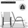 Ensemble de 4 chaises de patio empilables, chaises de salle à manger d'extérieur avec tissu textilène/structure en métal, pour terrasse, jardin, bord de piscine