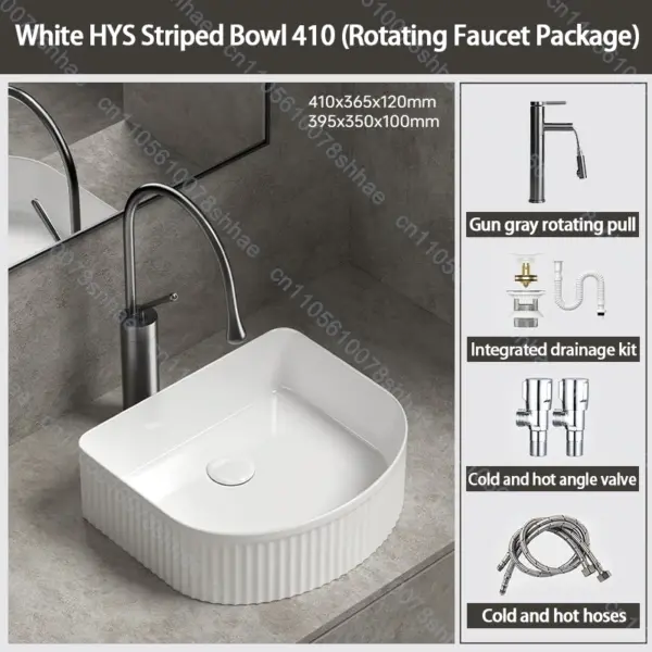 Lavabo de salle de bains en céramique de luxe, lavabo d'art avec accessoires de vidange, bol de lavage au-dessus du comptoir, ensemble d'éviers de comptoir