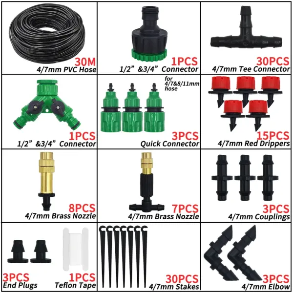 Kit de système d'arrosage automatique pour Micro Irrigation goutte-à-goutte de jardin, 5-50M, contrôleur de minuterie, bricolage, refroidissement par pulvérisation de brume pour plantes en pot