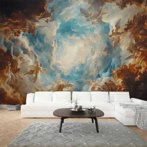 Tapisserie murale Vintage avec personnage de ciel, plafond d'église européenne, affiche de fond de salon, décoration de Studio de dortoir de maison