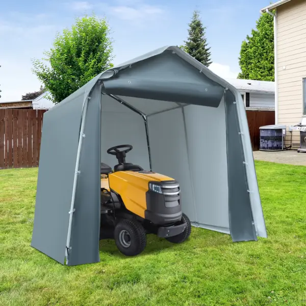 Tente de jardin extérieure, rangement d'outils, hangar de vélo, Garage 2.4x2.4x2.4m avec porte de volet roulant à fermeture éclair, Protection UV étanche