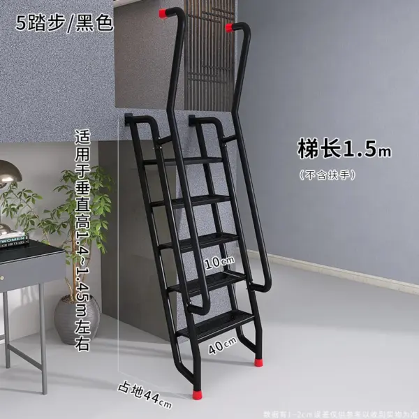 Échelle domestique en acier au carbone, escaliers de grenier, main courante extérieure, escaliers extérieurs, personnalisation spéciale de grenier