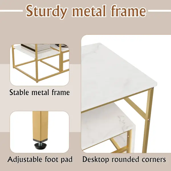 Comanlai Table Basse Moderne Rectangulaire Extensible Effet Bois avec Pieds en Métal