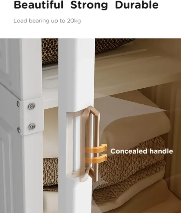 Armoire portable, organiseur de rangement pour chambre à coucher, armoire en plastique avec porte 104 x 136 x 50 cm